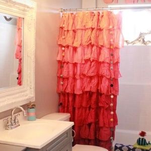 Pink and orange ombré shower curtain
